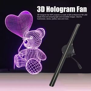 3D Hologram Fan with Purple LED Display